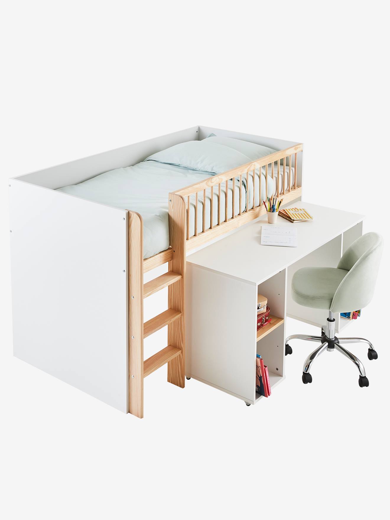 Kinderbett GECKO mit Schreibtisch Kombi-Hochbett 90x190 cm