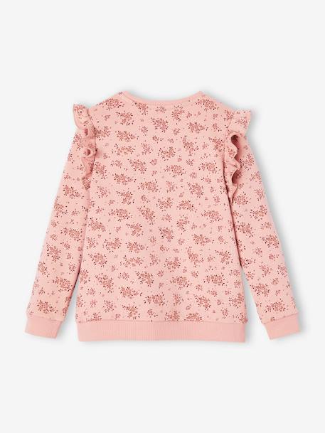 Mädchen Sweatshirt mit Volants und Schriftzug - marine+pudrig rosa - 5