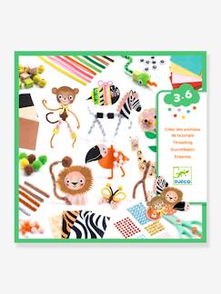 Spielzeug-Kreativität-Sticker, Collagen & Knetmasse-Kinder Bastel-Set Dschungeltiere DJECO