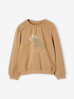 -Mädchen Sweatshirt mit Flockprint-Blumen