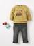 Baby Sweatshirt BASIC - grau meliert+nachtblau+senfgelb - 16