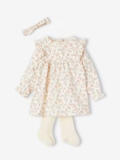 Babymode-Mädchen Baby-Set: Kleid, Strumpfhose & Haarband