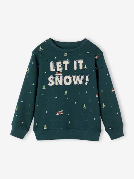 Jungen Weihnachts-Sweatshirt mit Schriftzug - grün - 1