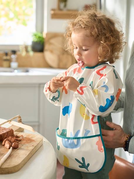 Baby Ärmellätzchen, Kleinkinder Malkittel blau vichy+mehrfarbig fuchs+pfirsich+weiß geblümt/flora+weiß/mehrfarbig künstler 34