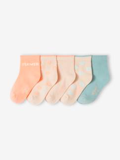 Maedchenkleidung-Unterwäsche, Socken, Strumpfhosen-Socken-5er-Pack Mädchen Socken mit Blumen Oeko-Tex