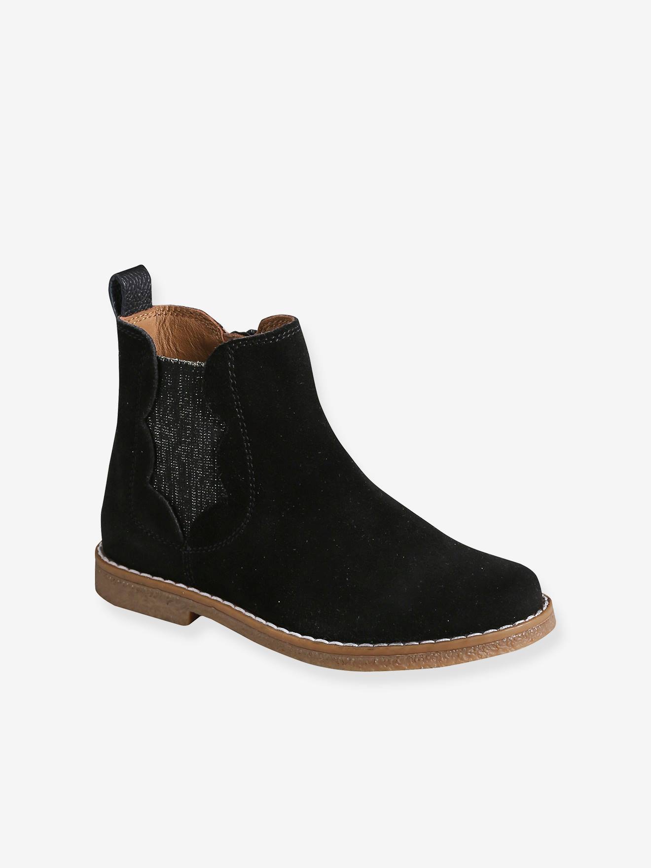 Mädchen Lederboots mit Zier-Einsatz