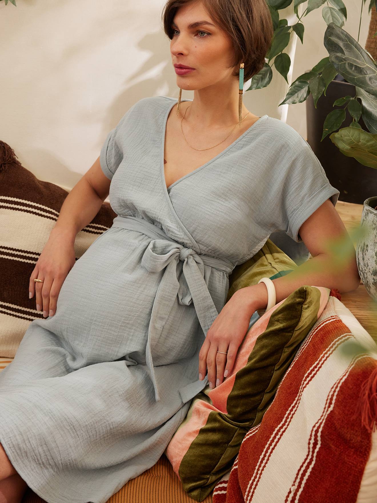 Kleid für Schwangerschaft & Stillzeit ENVIE DE FRAISE Bio-Baumwolle salbei