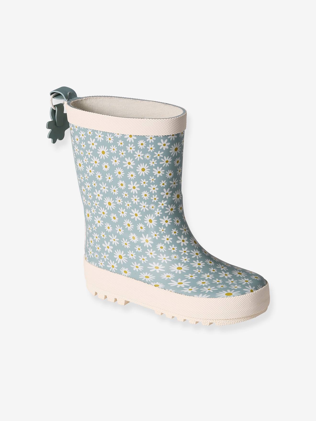 Kinder Gummistiefel mit Blumenprint und Anziehtrick gänseblümchen