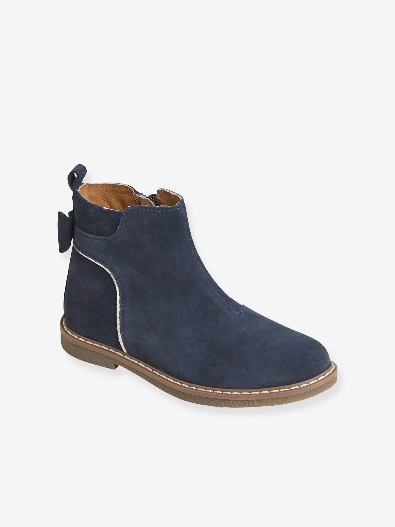Mädchen Leder-Boots mit Zierschleife