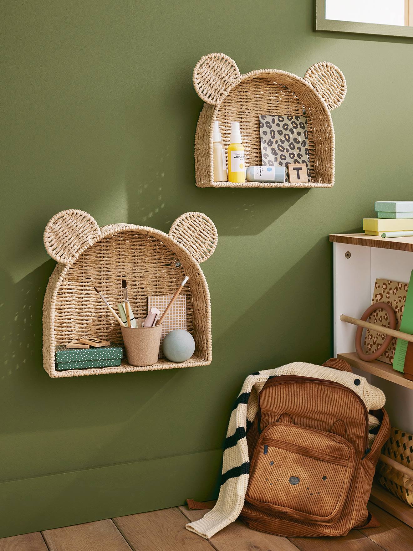2er-Set Deko-Wandregale BÄR aus Papierkordel Kinderzimmer