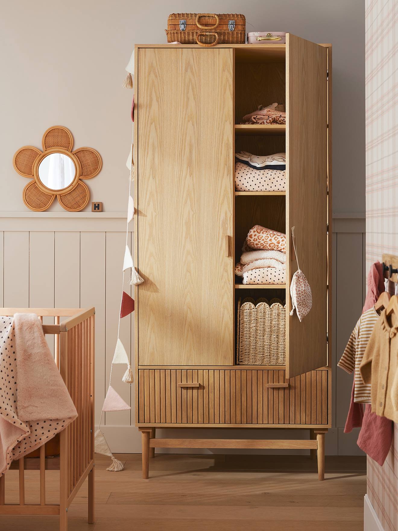 Kleiderschrank mit 2 Türen und 1 Schublade KOPENHAGEN Kinderzimmer