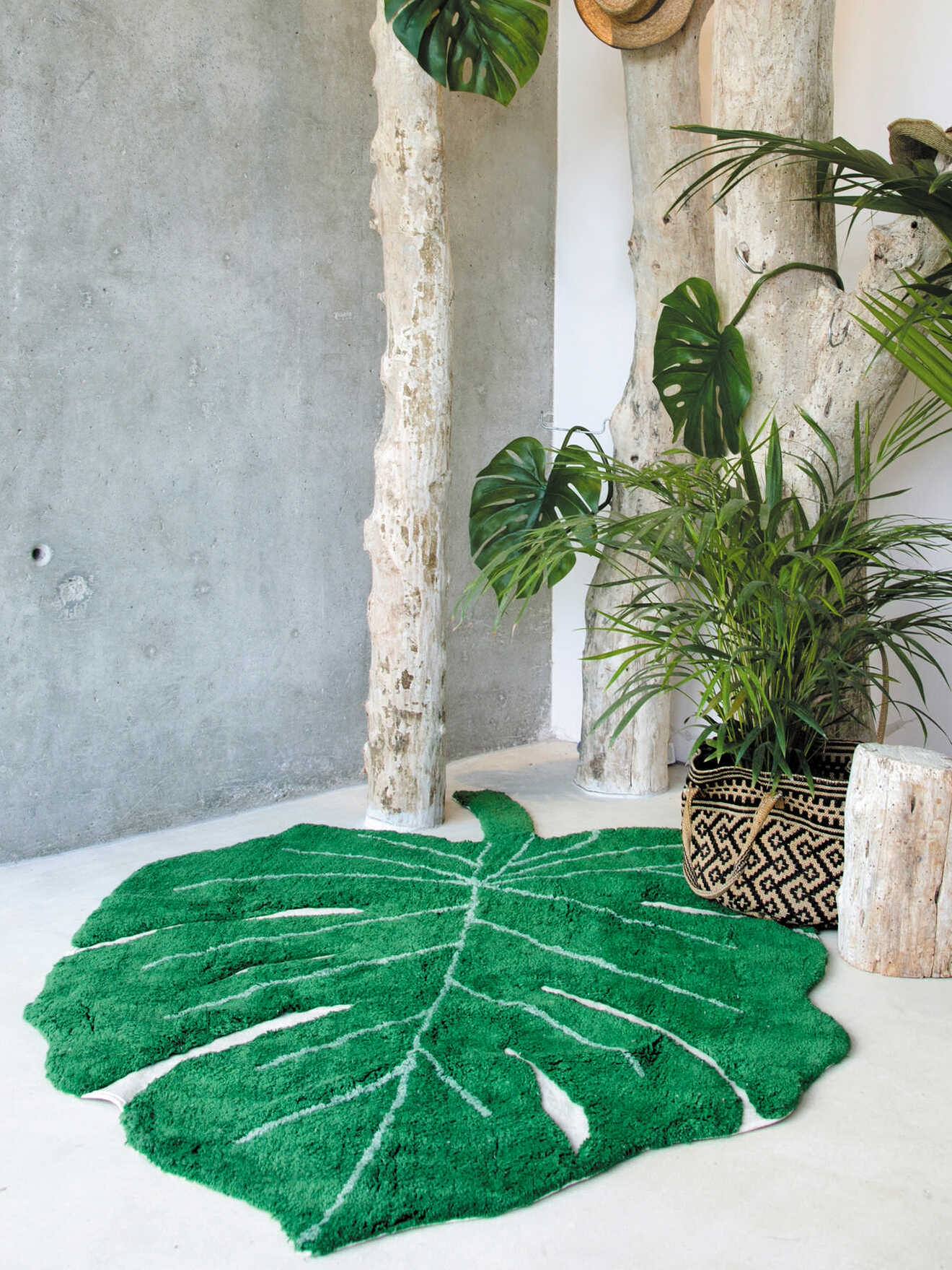 Waschbarer Baumwoll-Teppich Monstera-Blatt LORENA CANALS, Kinderzimmer -  grn