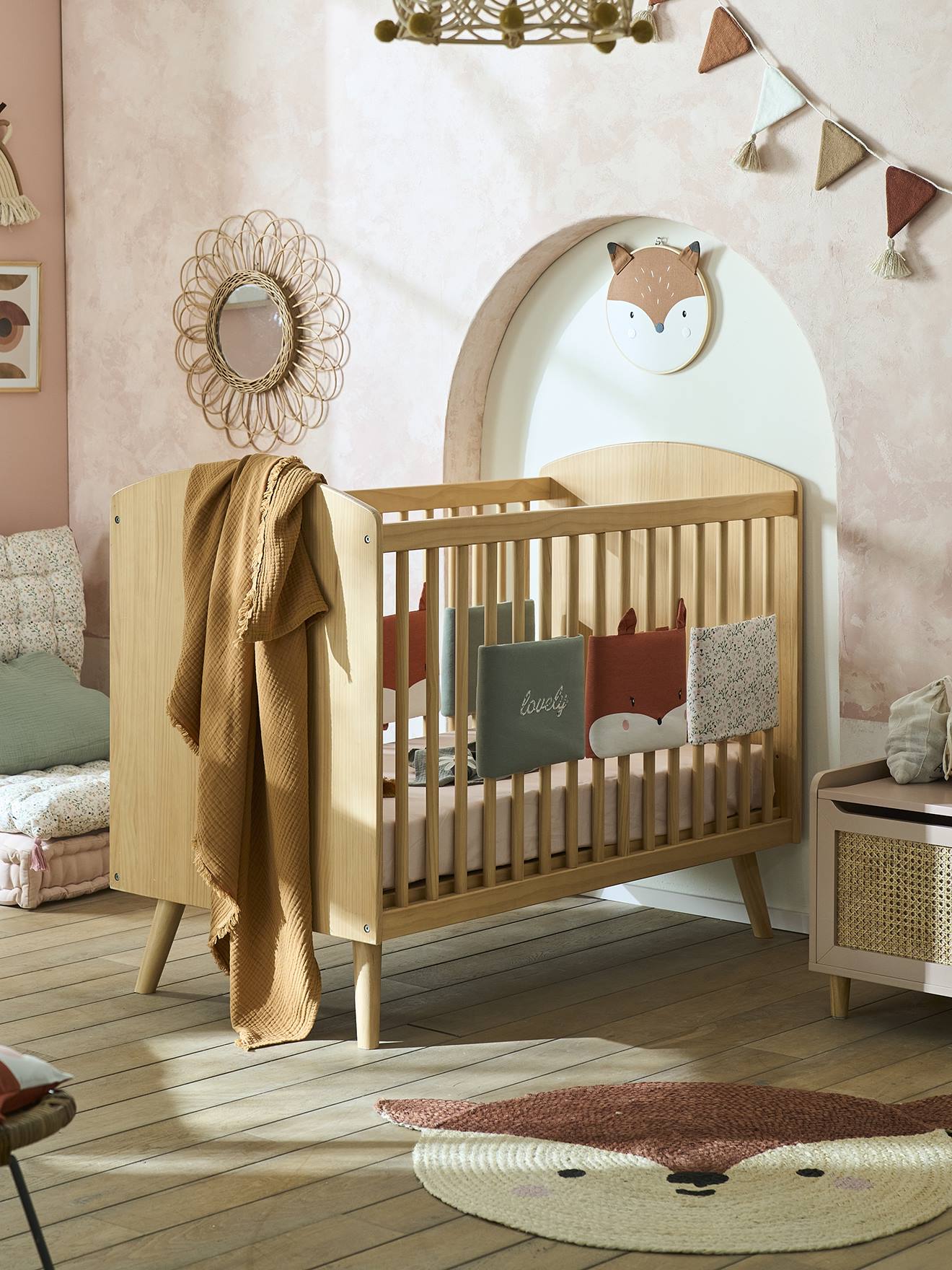 Babybett KONFETTI NATUR aus Massivholz 60x120 cm Gitterbett