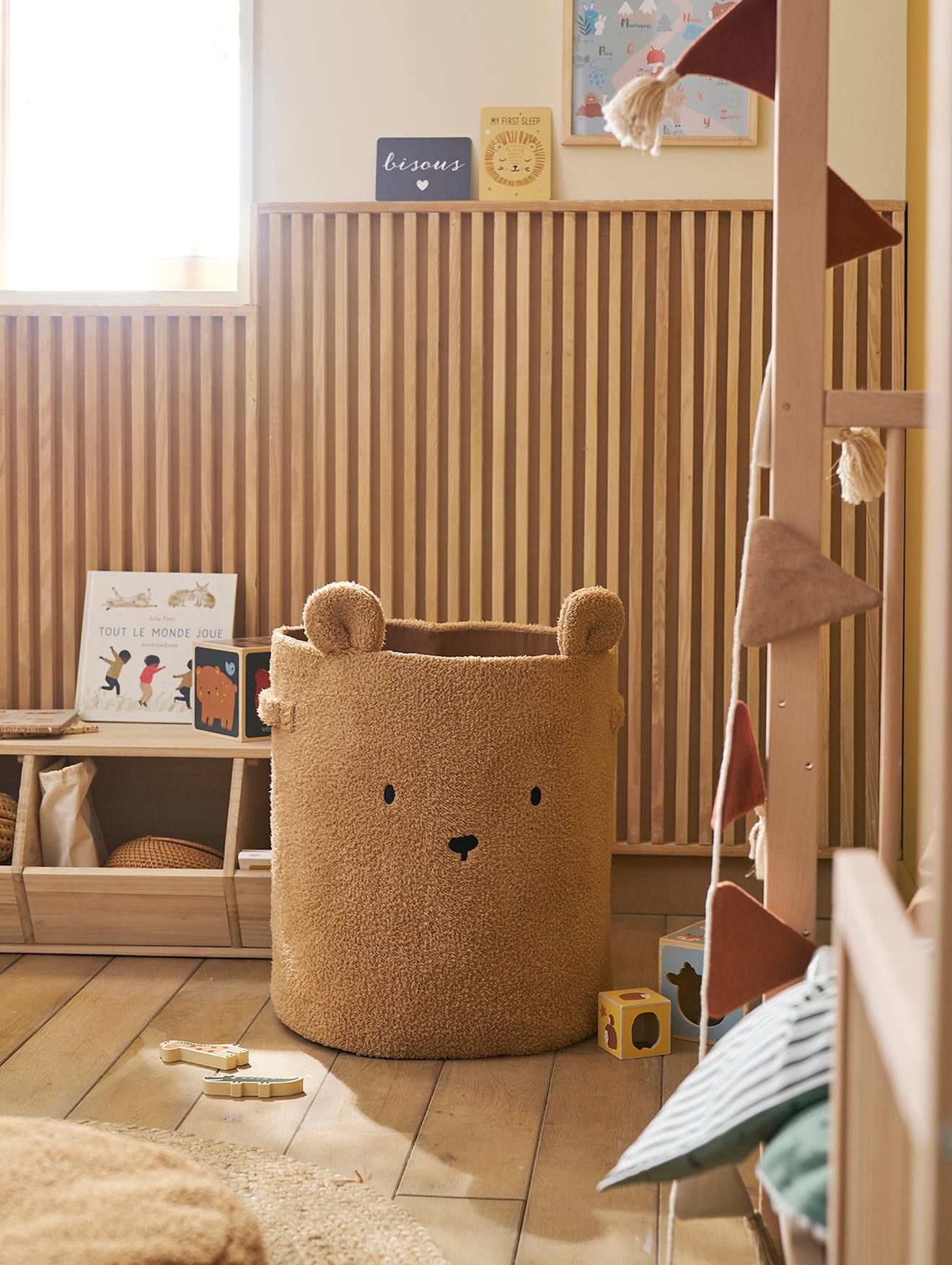 XL-Aufbewahrungskorb BÄR aus Teddyfleece Wäschekorb Kinderzimmer