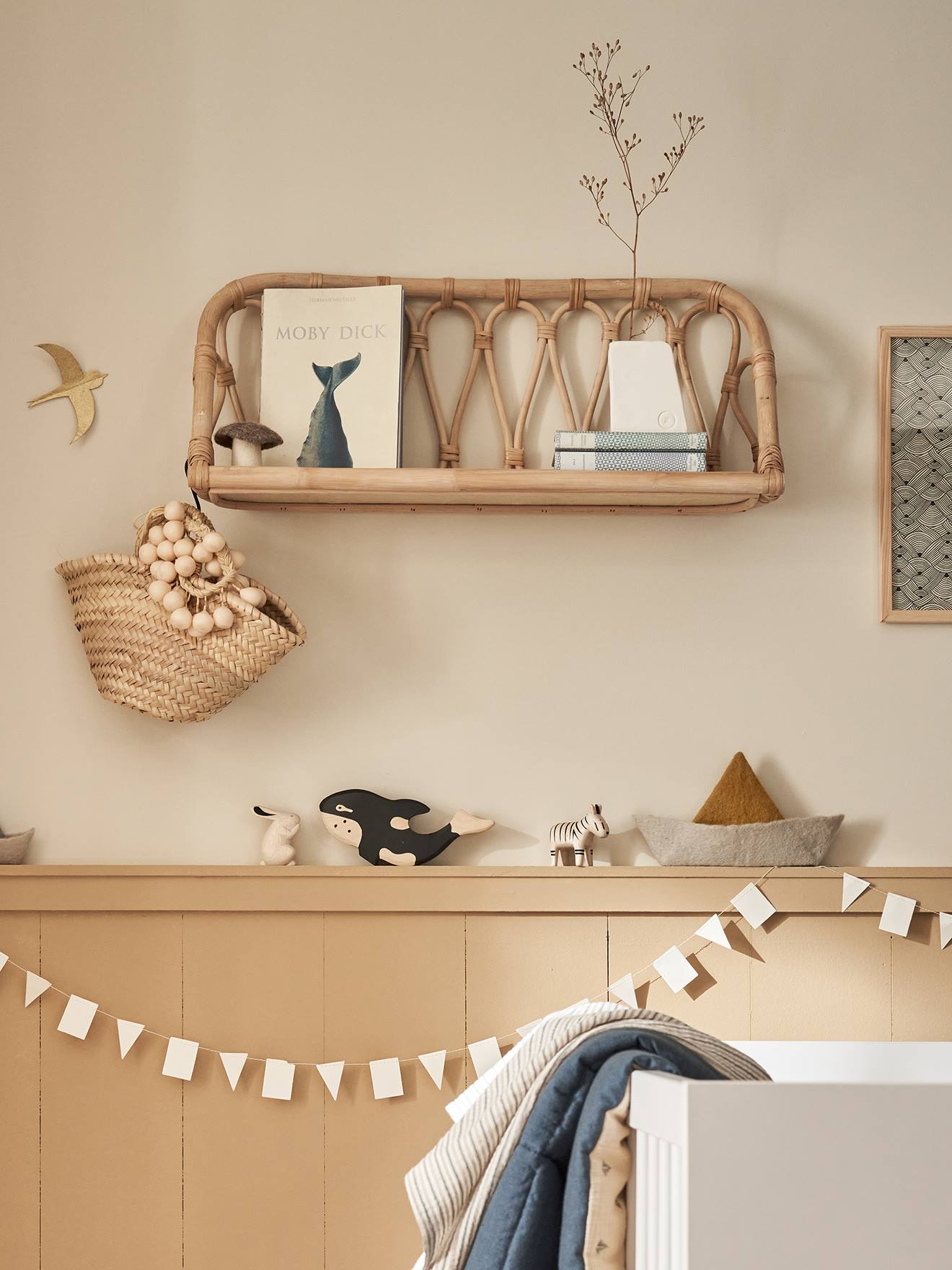vertbaudet Wandregal aus Rattan Kinderzimmer in natur