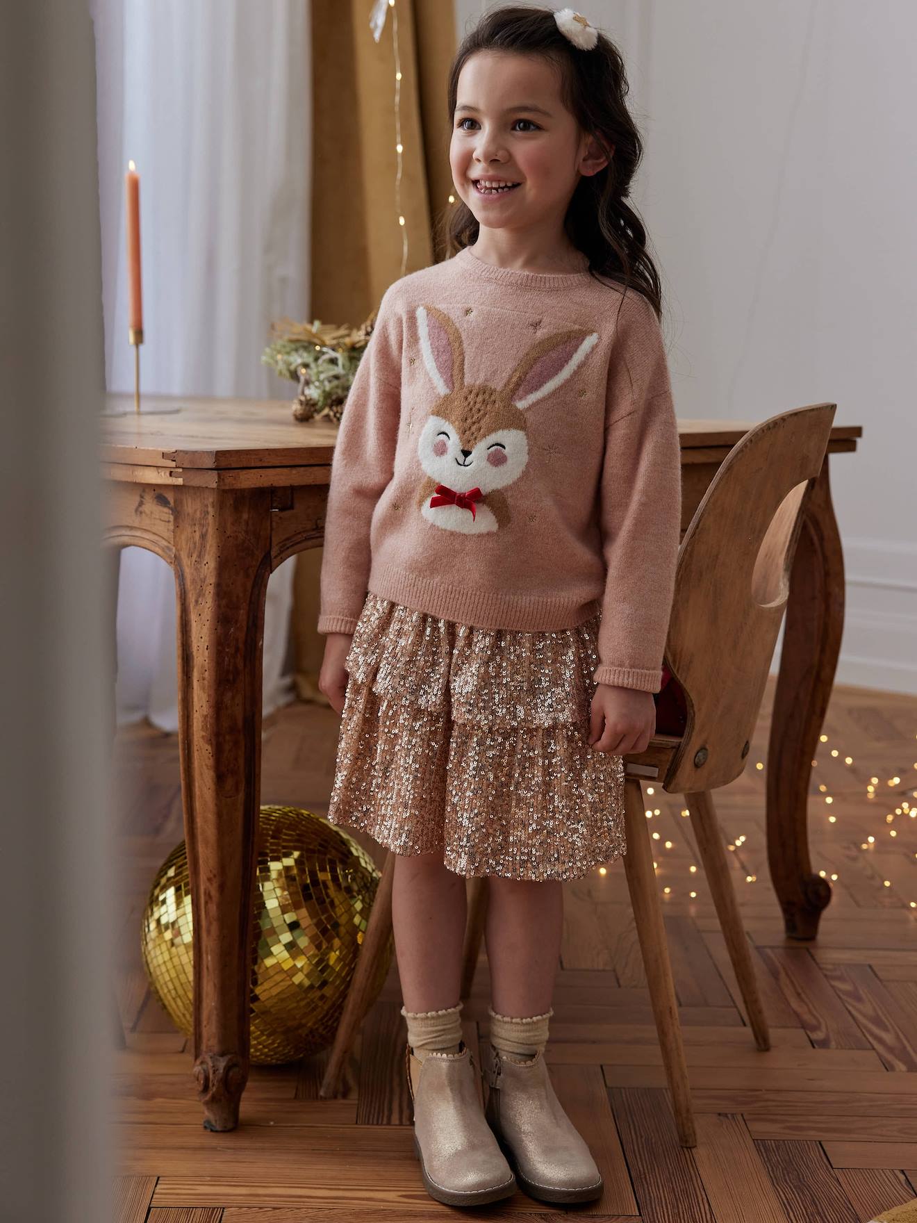 Weihnachtlicher Mädchen Volantrock mit Pailletten ene pailletten capsule