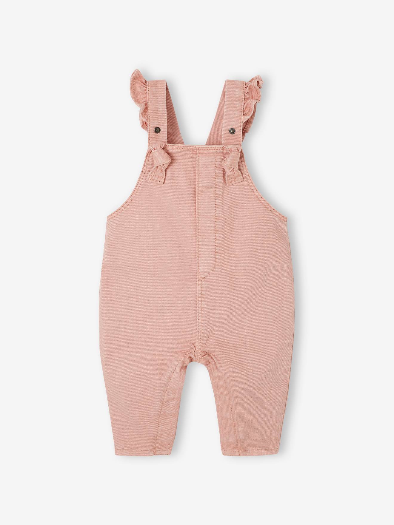 Baby Latzhose mit Volants pudrig