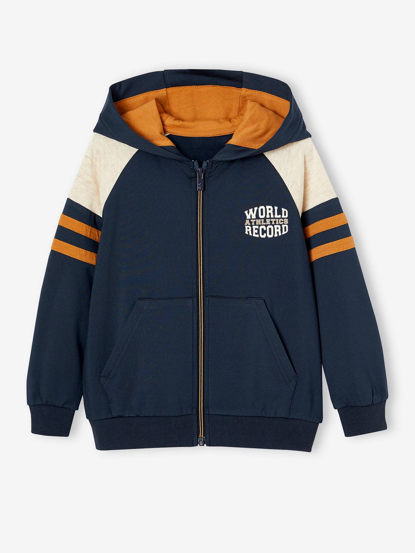 Jungen Sportjacke mit Kapuze und Reißverschluss pekannuss