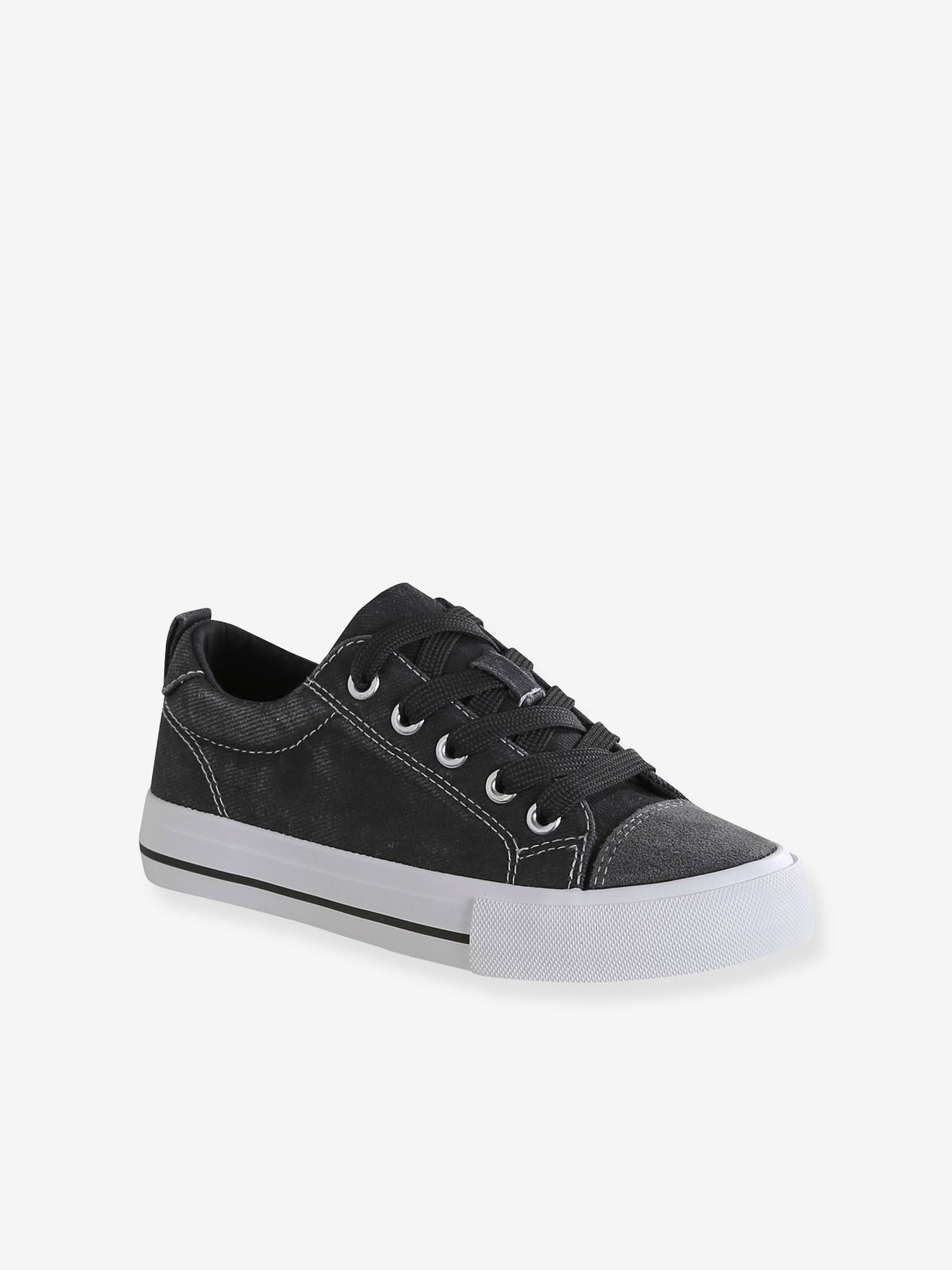 Kinder Stoff-Sneakers im Vintage-Look mit Reißverschluss