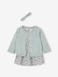 Babymode-Baby-Sets-Mädchen Baby-Set: Kleid, Strickjacke & Haarband, personalisierbar