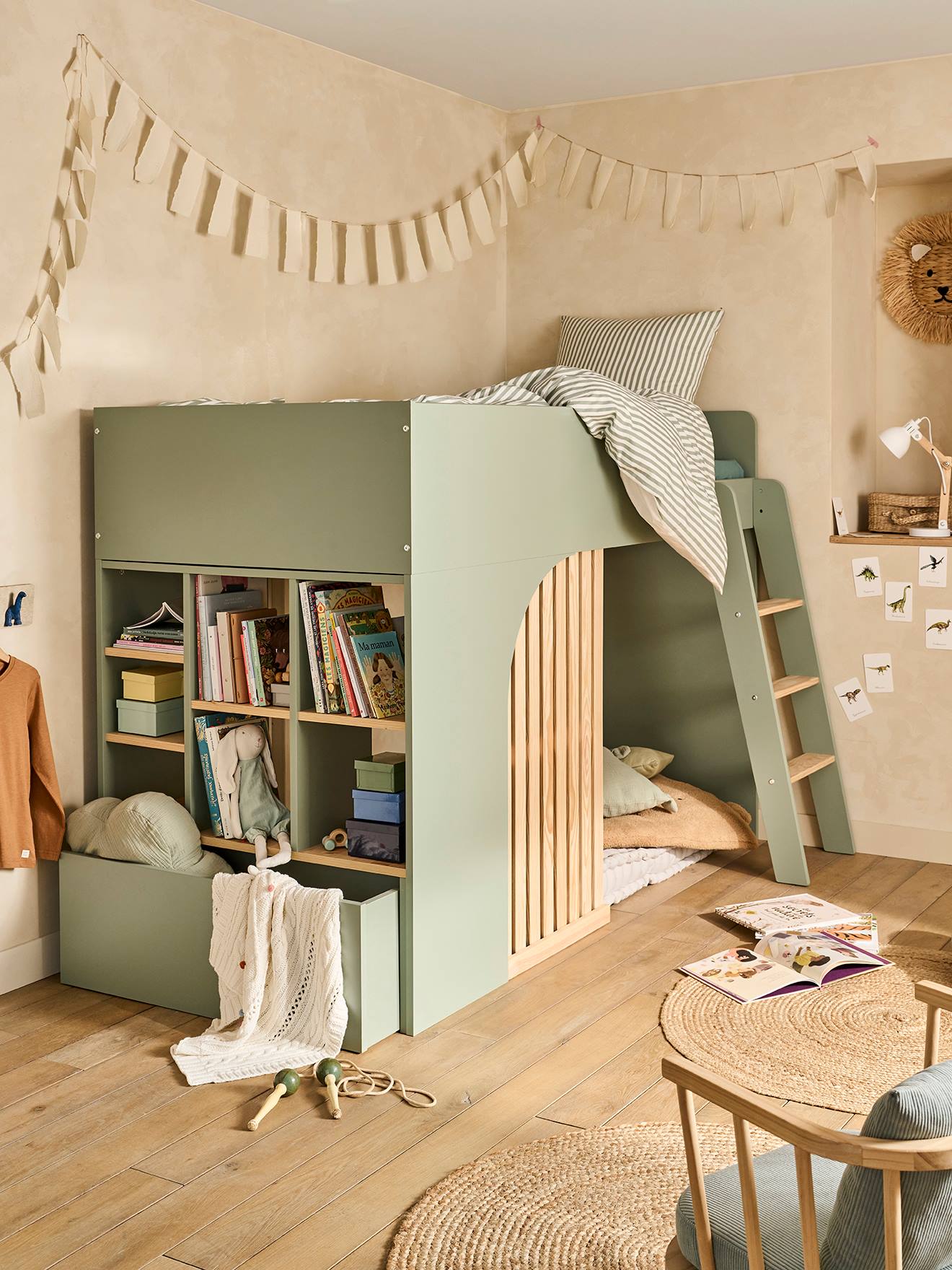 Kinderbett mit Stauraum PLAYFUL Hochbett 90x190 cm