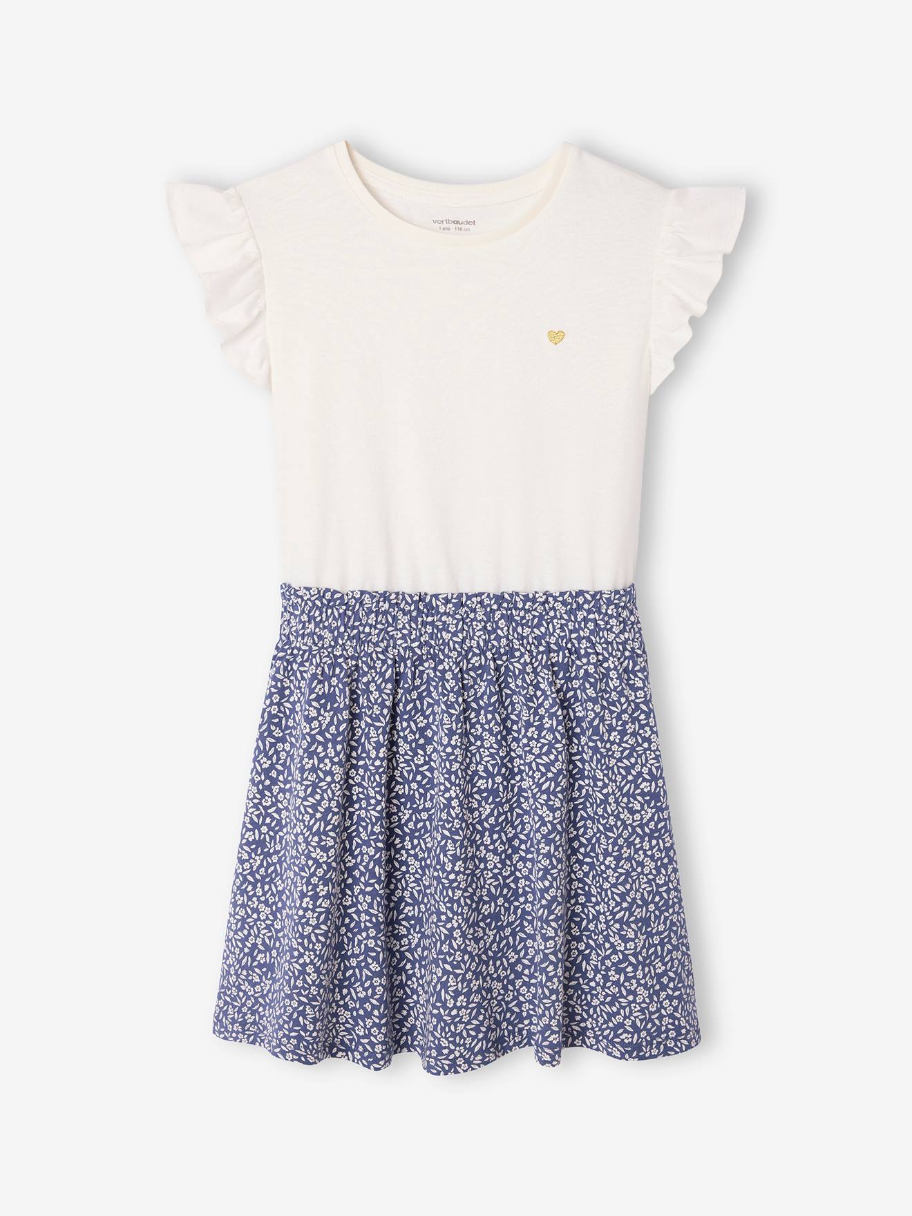 2-in-1-Kleid mit Herzstickerei Mädchen -