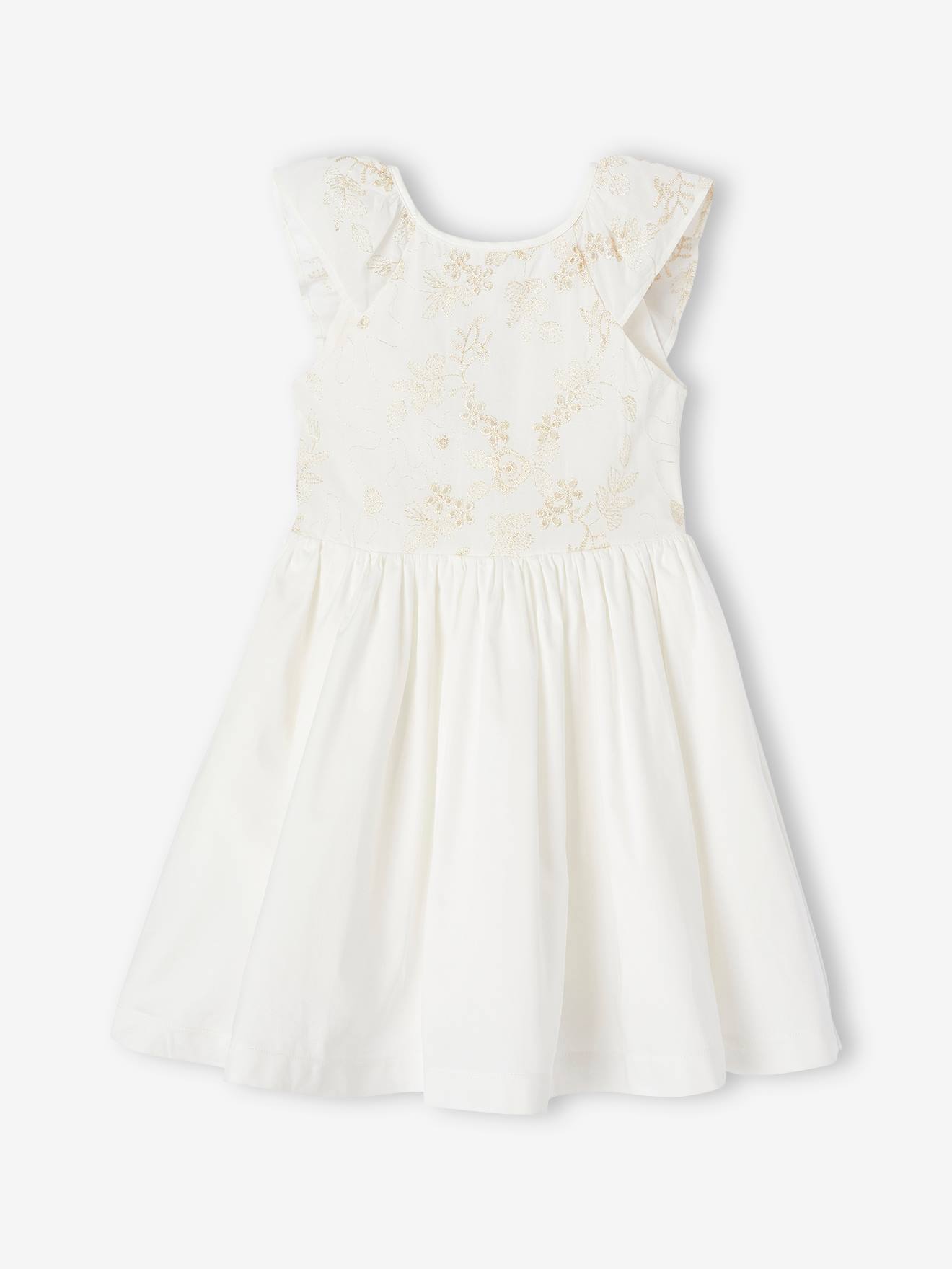 Festkleid mit gestickten Glanz-Blumen
