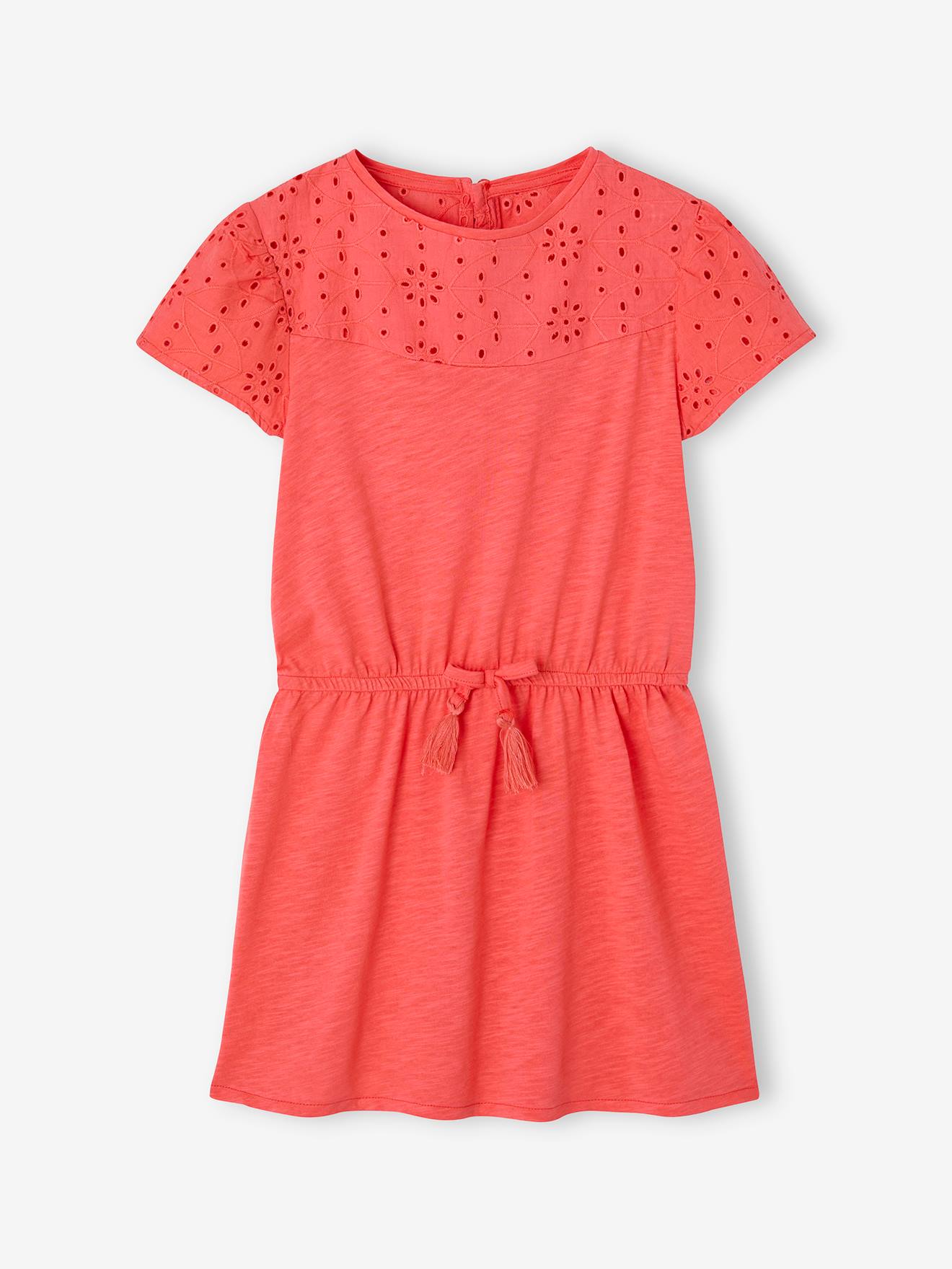 Mädchen Kleid mit Lochstickerei