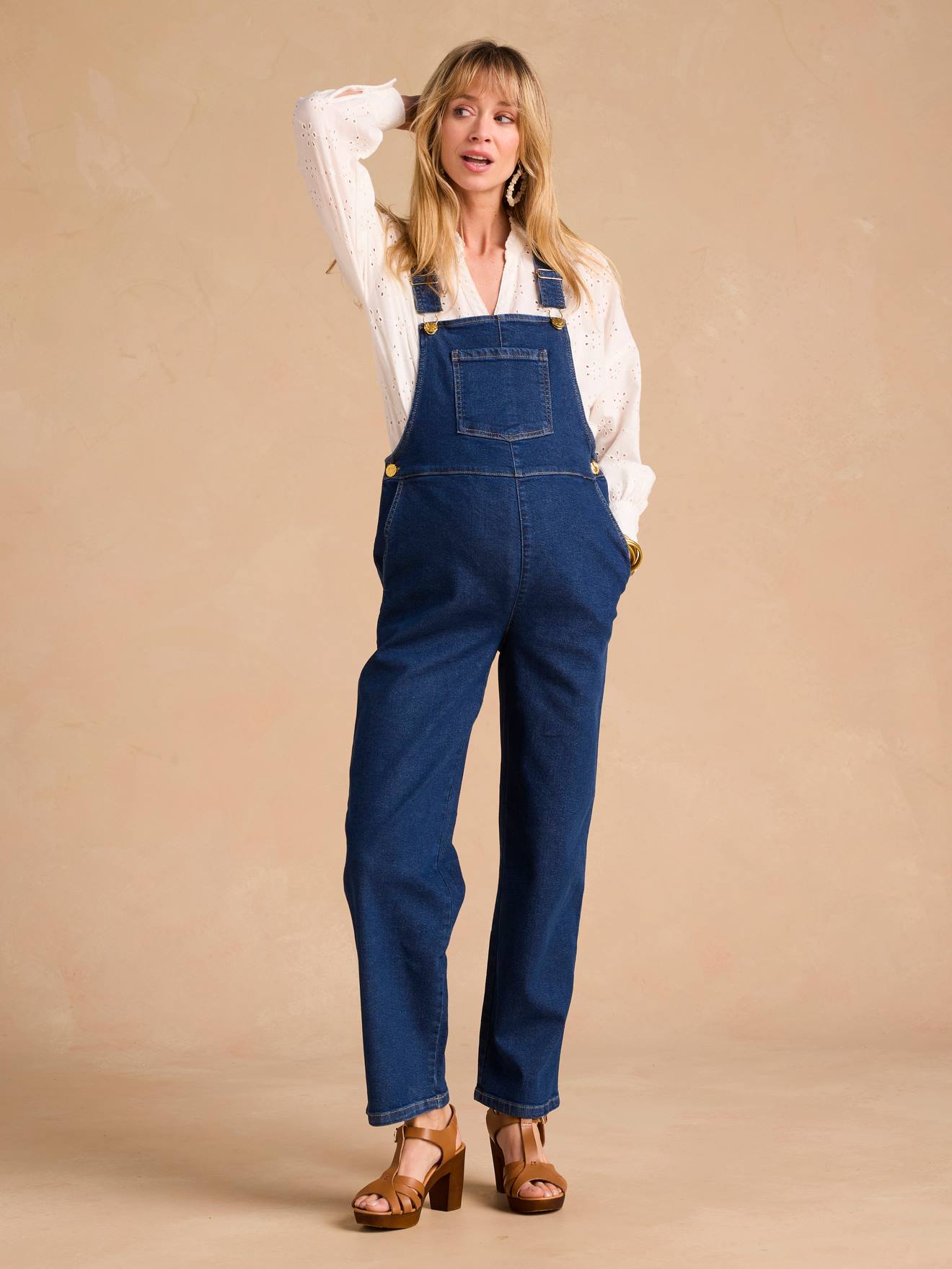 Weite Umstands-Latzhose Worker-Style ENVIE DE FRAISE Bundweite verstellbar