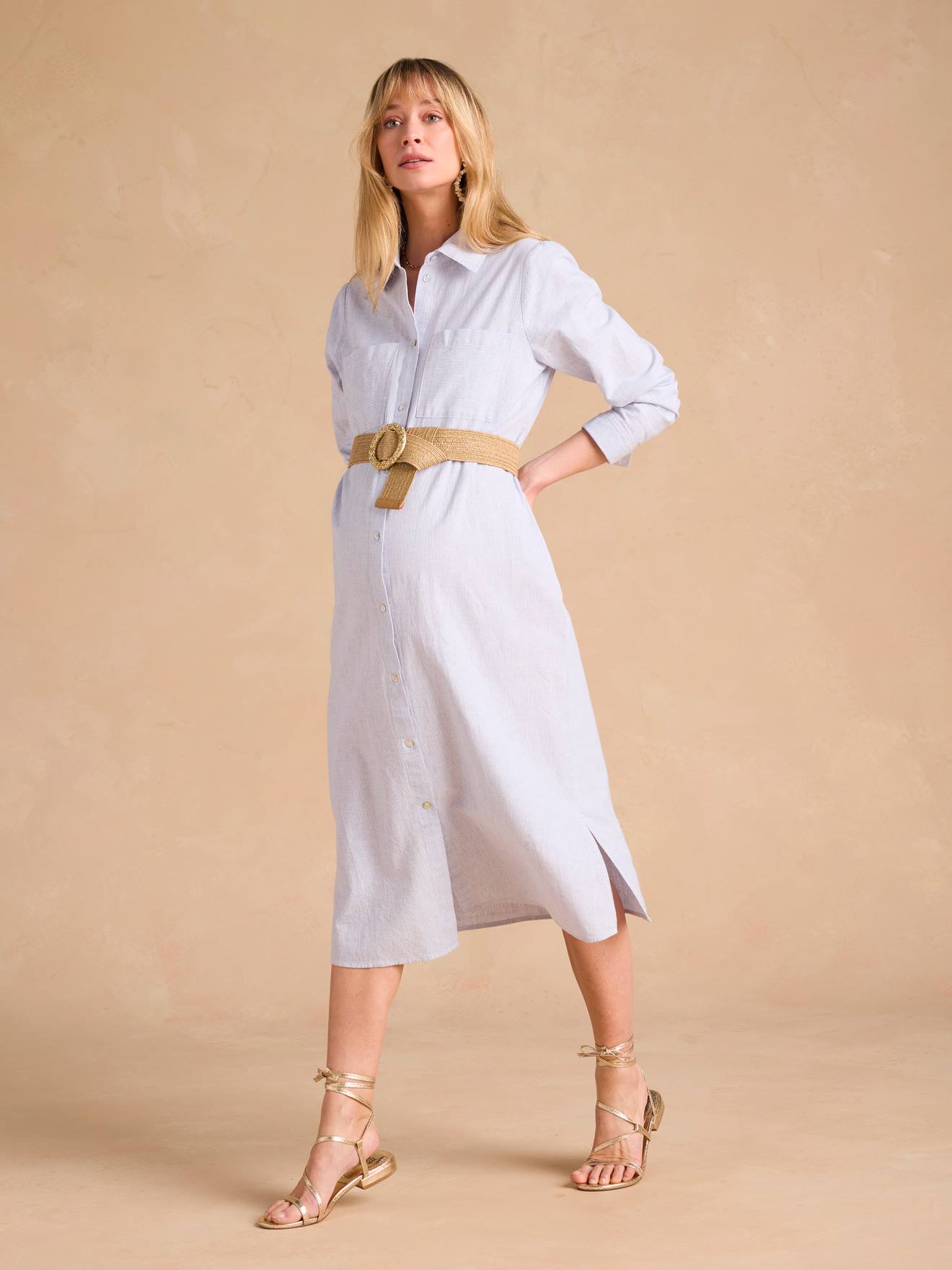 Hemdblusenkleid für Schwangerschaft und Stillzeit ENVIE DE FRAISE aus Leinenmix