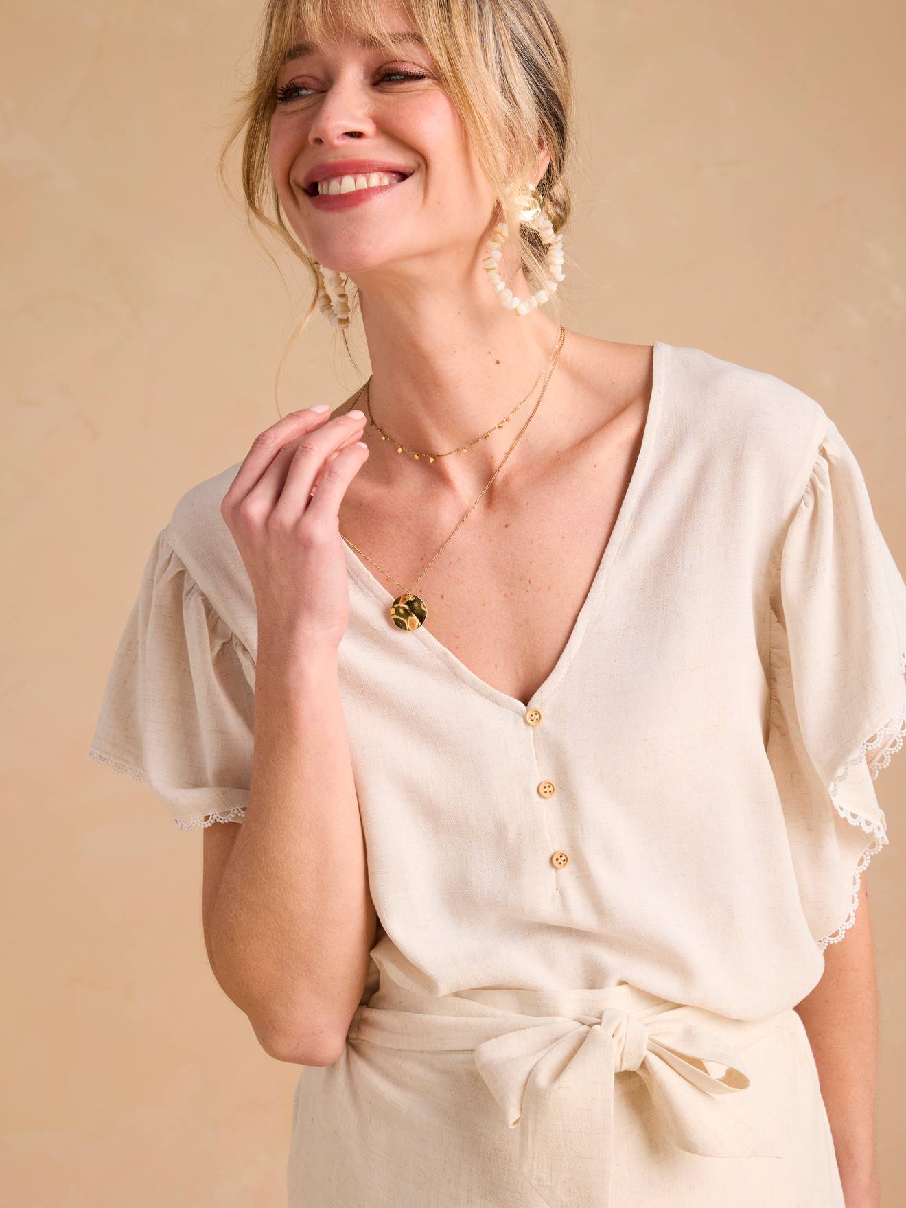 Bluse mit Leinen für Schwangerschaft und Stillzeit ENVIE DE FRAISE