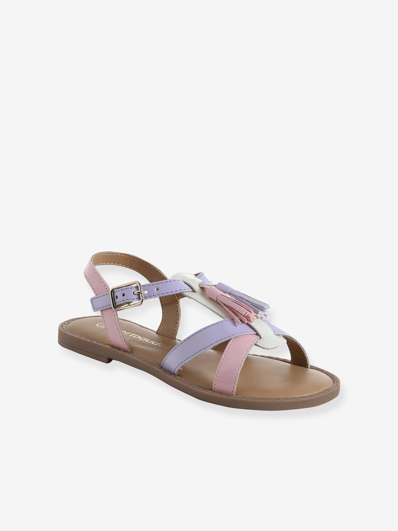 Offene Mädchen Sandalen mit Pastell-Quasten