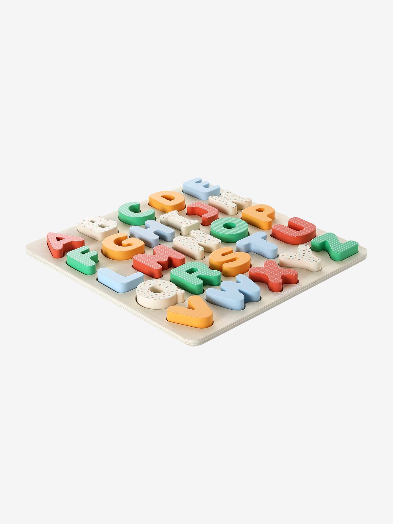 Holz Puzzle Für Kleinkinder – Buchstaben & Zahlen Lernbrett, 20x20 Cm, Mit Wasserbasierter Farbe (2 Stück)