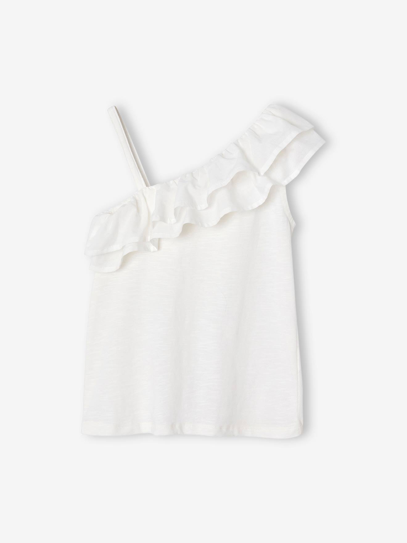 Asymmetrisches Mädchen Volant-Top