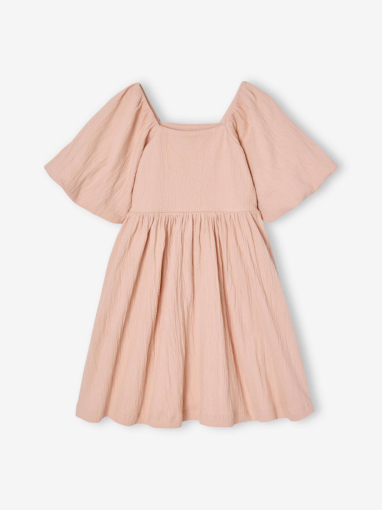Festliches Mädchen Kleid mit Reliefstruktur hell