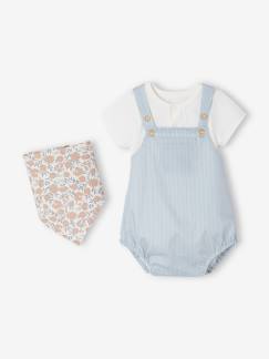 Babymode-Baby-Sets-Baby-Set: Kurzoverall, Body & Halstuch