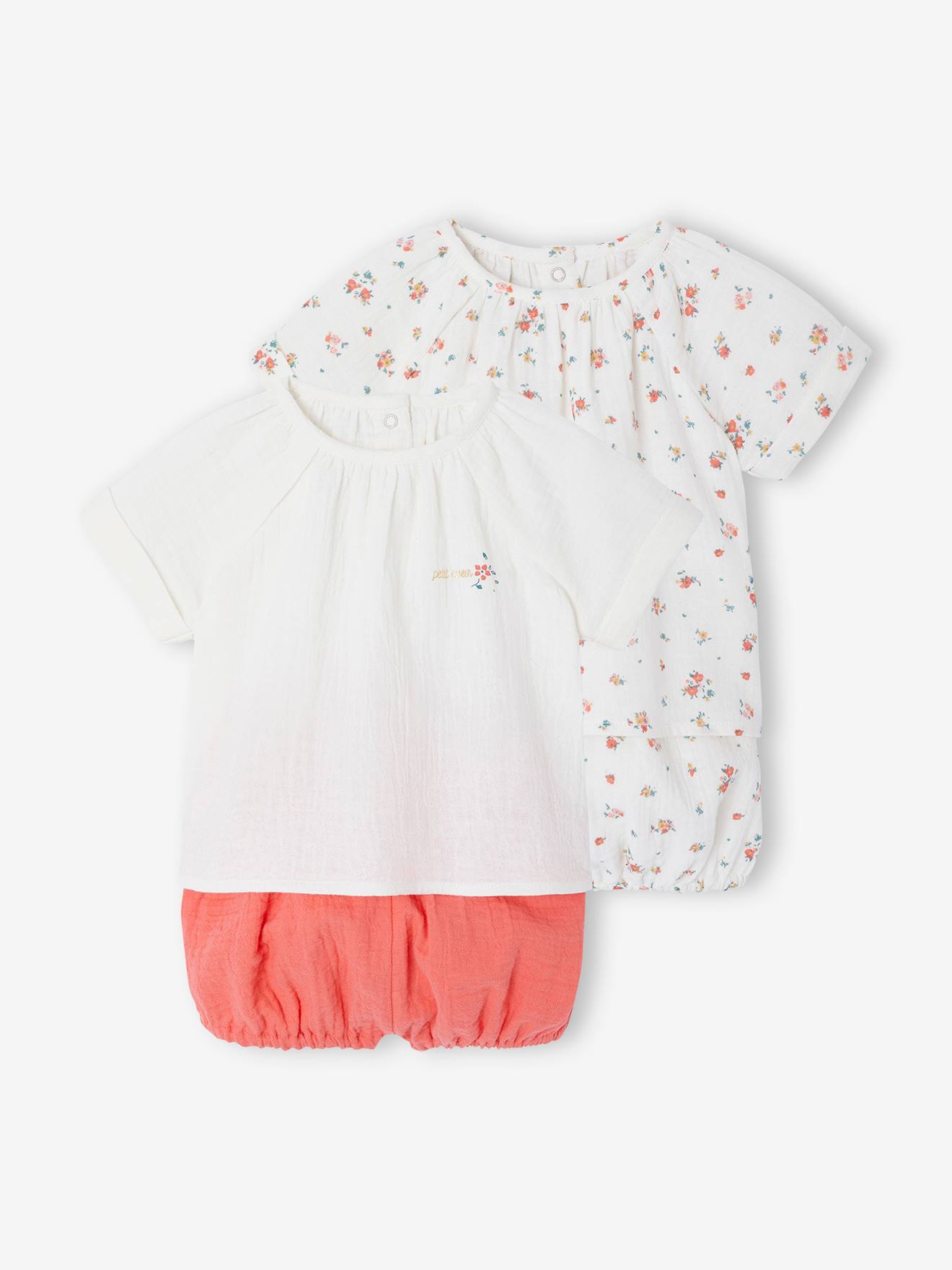2er-Pack kurze Baby Schlafanzüge aus Musselin neon