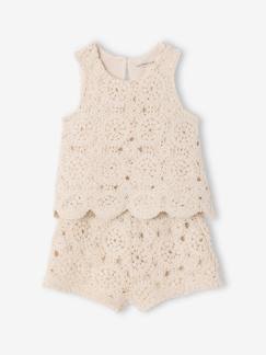 Babymode-Baby-Sets-Mädchen Baby-Set: Top & Shorts aus Makramee
