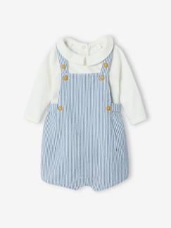 Babymode-Baby-Sets-Baby-Set: Body & gestreifte Latzshorts