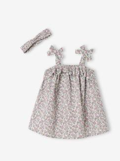 Babymode-Baby-Sets-Mädchen Baby-Set: Kleid & Haarband mit Blumenprint