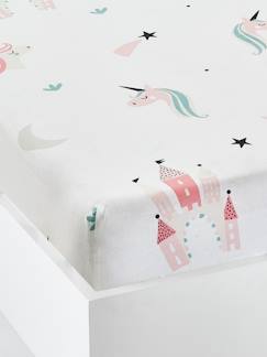 Dekoration & Bettwäsche-Kinderbettwäsche-Kinder Spannbettlaken „Einhörner“ Oeko Tex