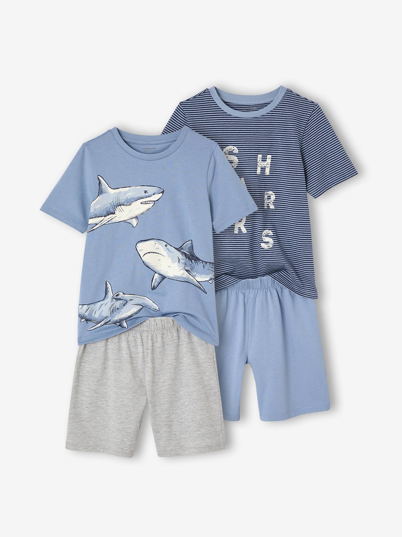 2er-Pack Jungen Sommer-Schlafanzüge Haie