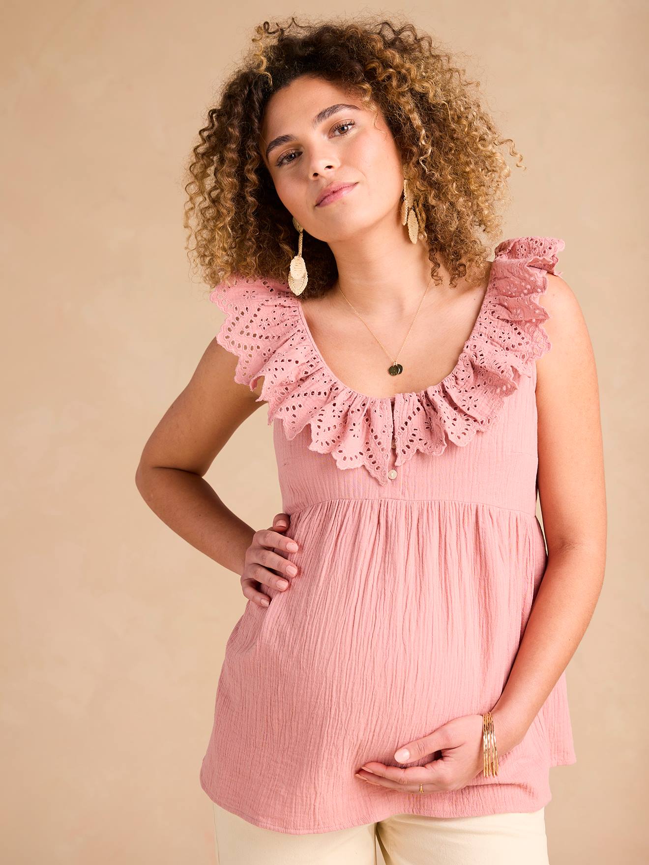 Musselinbluse mit Lochstickereien für Schwangerschaft und Stillzeit ENVIE DE FRAISE