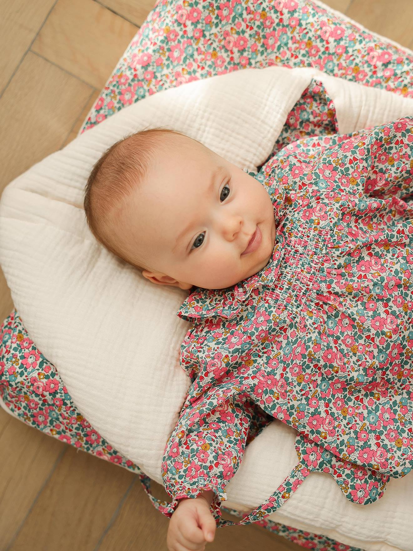Baby Ausfahrsack aus Musselin ENVIE DE FRAISE Bio-Baumwolle personalisierbar hell