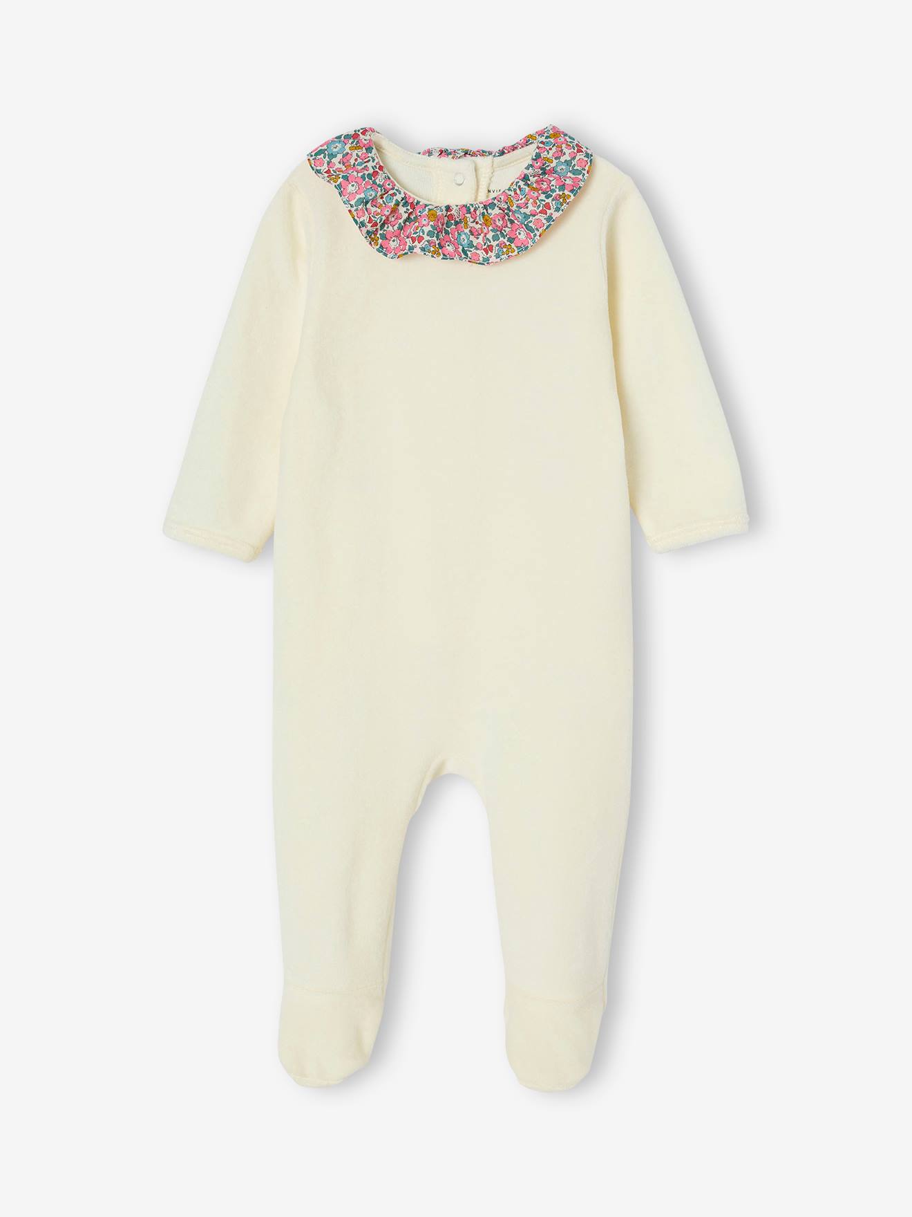 Baby Samt-Strampler mit Liberty-Stoff ENVIE DE FRAISE Bio-Baumwolle personalisierbar