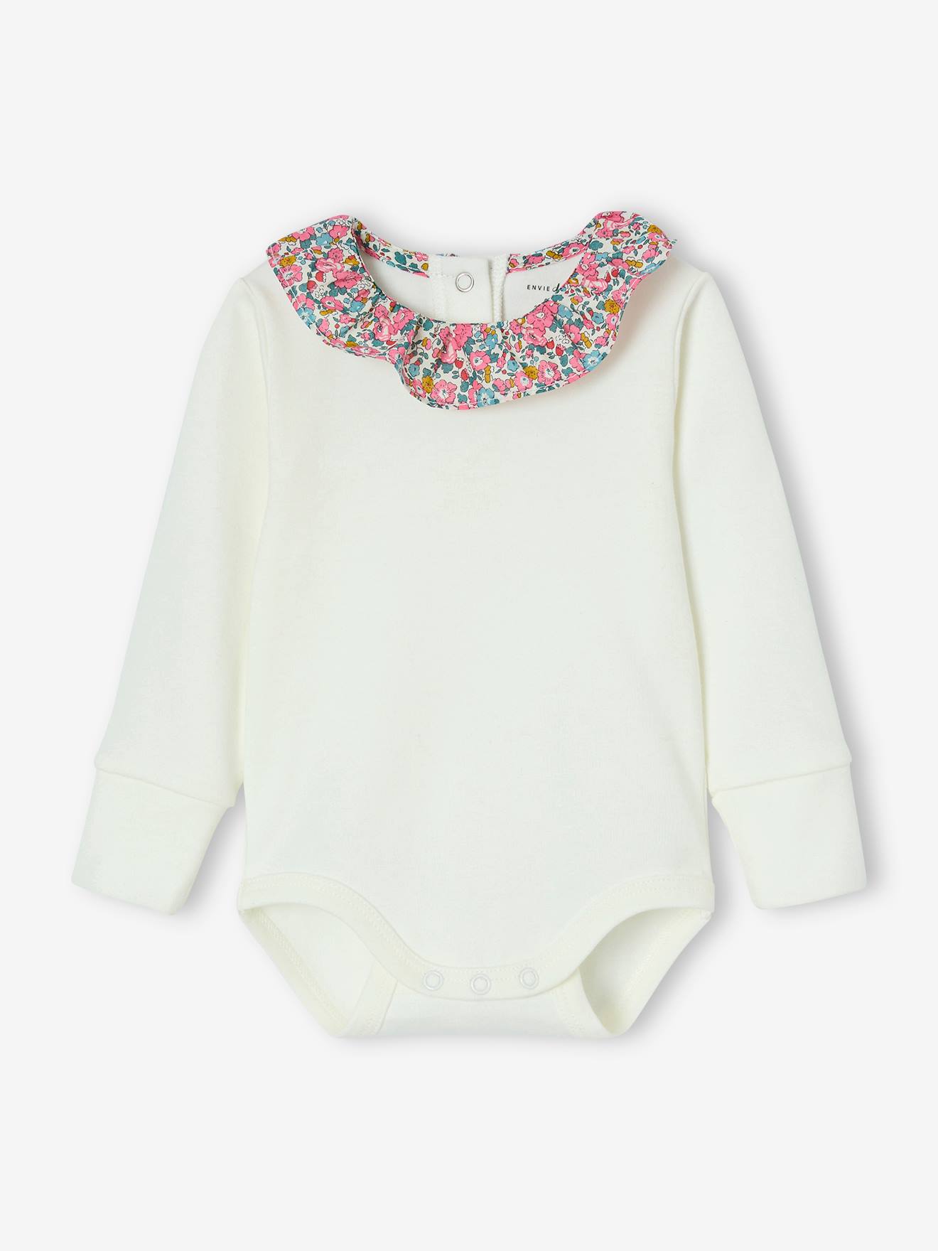 Mitwachsender Baby Body mit Liberty-Kragen ENVIE DE FRAISE Bio-Baumwolle personalisierbar