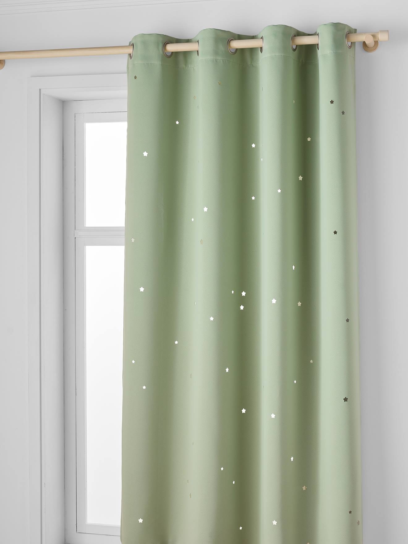 Vertbaudet Unisex Salbeigrün Kinderzimmer Verdunkelungsvorhang Mit Ausgestanzten Motiven Salbei