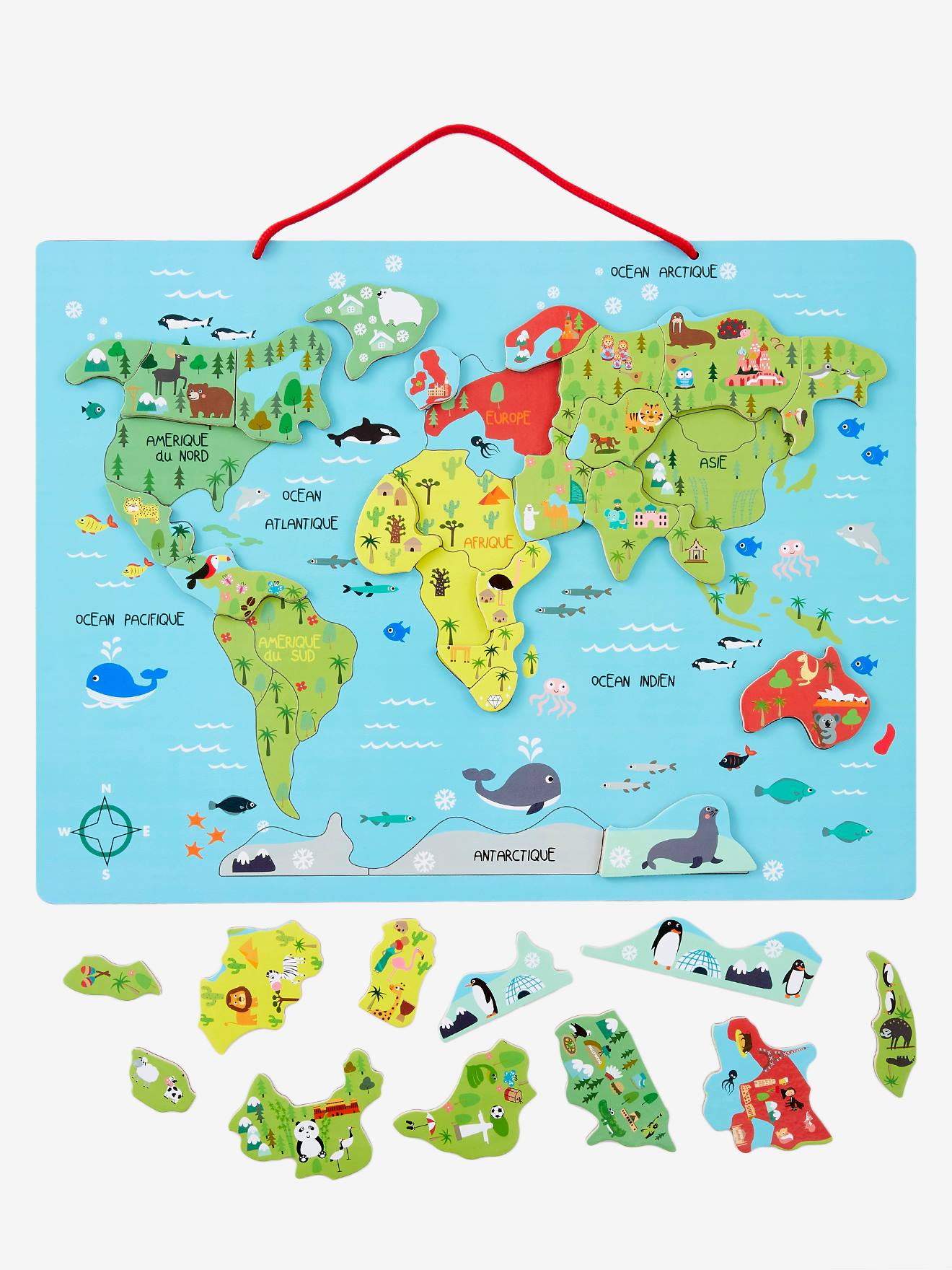 Kinder Magnet-Puzzle WELT aus Holz FSC®