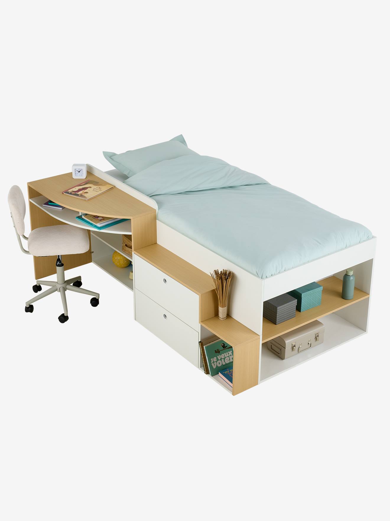Kinderbett TEEN mit Schreibtisch und Stauraum
