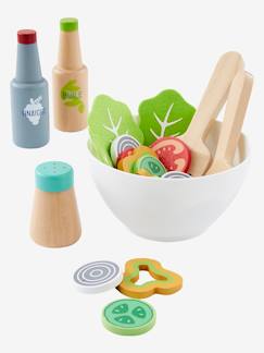 Spielzeug-Spielküchen, Tipis & Kostüme -Spielküchen & Puppengeschirr-Salat-Set für die Spielküche, Holz FSC